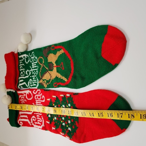 Vintage Knit Christmas Stockings Socks Retro Mid Century - Picture 5 of 5